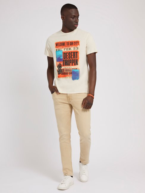 T-shirt Blanc Imprimé Devant Multi Guess Nouvelle Tendance