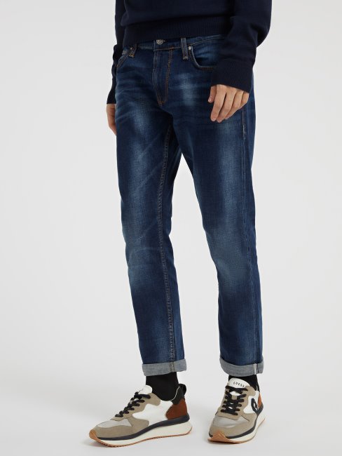 Pantalon Bleu Denim Coupé Slim Guess