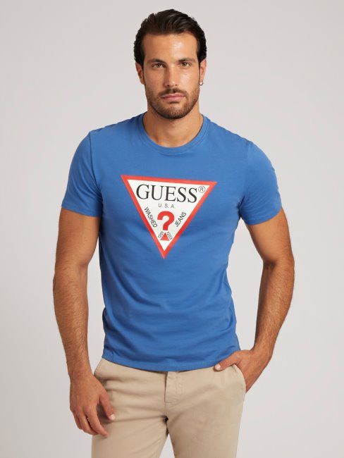 Tee Shirt Bleu Logo Triangle Guess