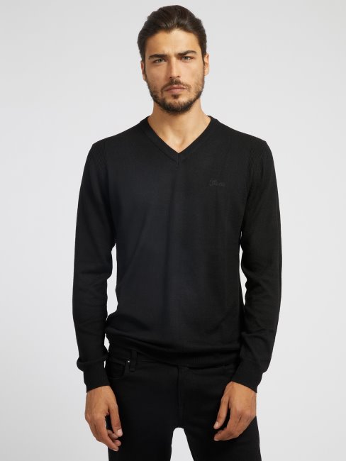 Pull Col V Guess Noir
