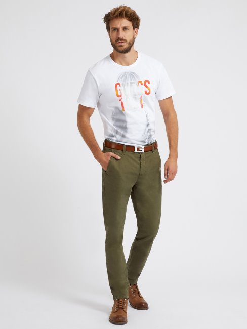 Tee Shirt Guess Blanc Logo Devant