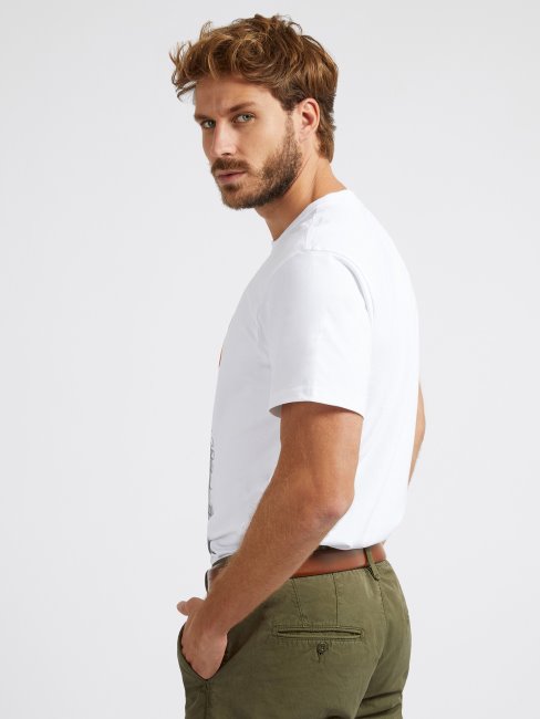 Tee Shirt Guess Blanc Logo Devant