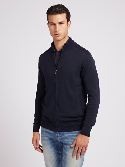 Cardigan Guess Bleu à Fermeture Zippée