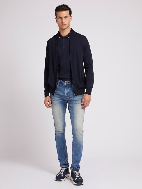 Cardigan Guess Bleu à Fermeture Zippée