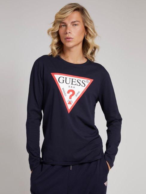 Tee Shirt Triangle Logo Guess Bleu