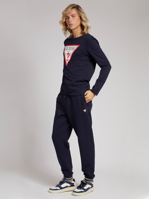 Tee Shirt Triangle Logo Guess Bleu