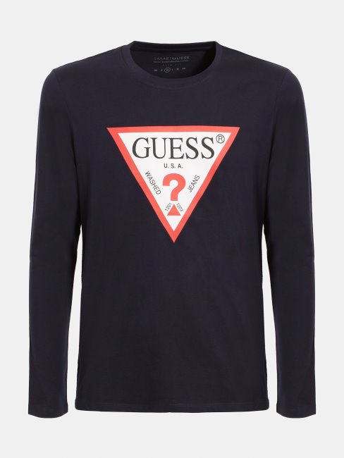 Tee Shirt Triangle Logo Guess Bleu