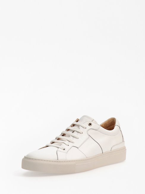 Guess Baskets Basses Ravenna En Cuir Blanc
