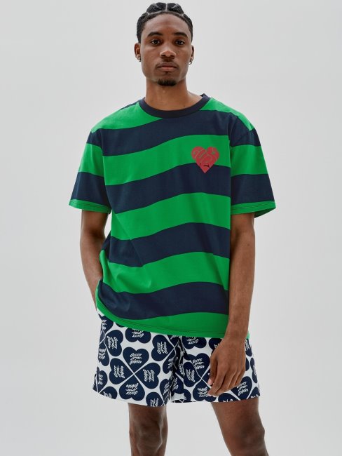 Tee Shirt Guess Rayé Vert Multi