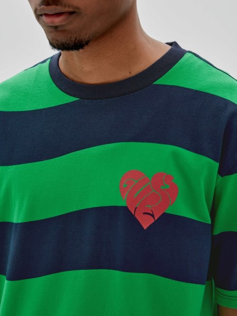 Tee Shirt Guess Rayé Vert Multi