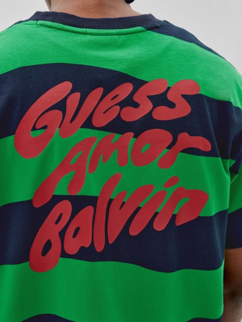 Tee Shirt Guess Rayé Vert Multi
