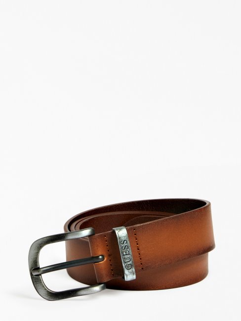 Ceinture En Cuir Véritable Marron Guess