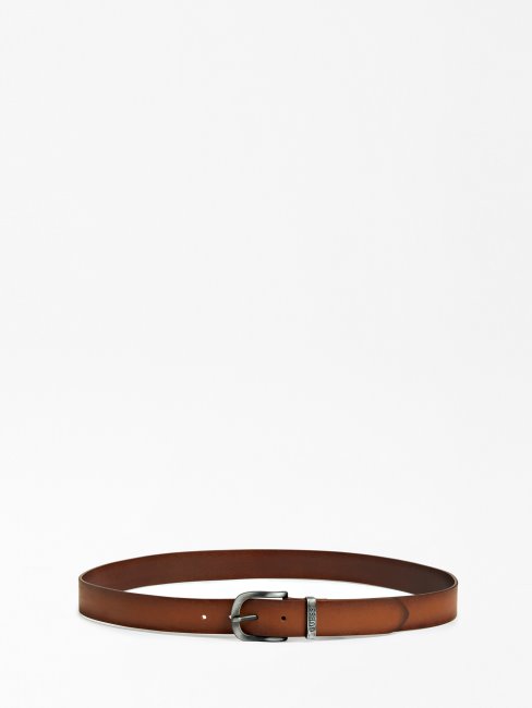 Ceinture En Cuir Véritable Marron Guess