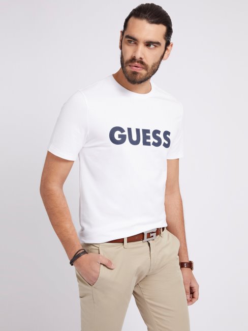 Tee Shirt Blanc Logo Devant Guess