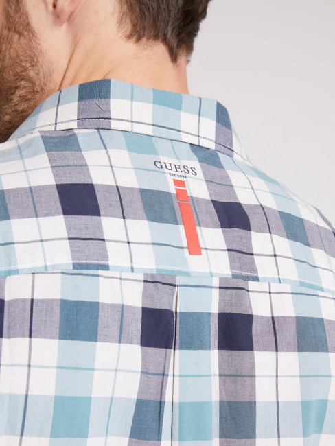 Chemise à Carreaux Macro Guess Bleu