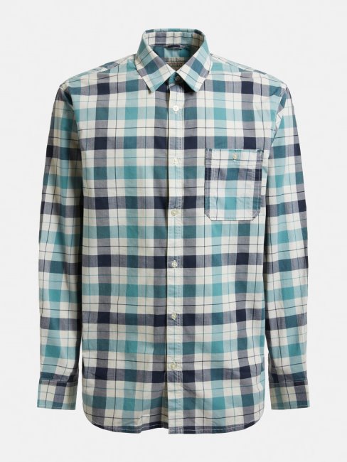 Chemise à Carreaux Macro Guess Bleu