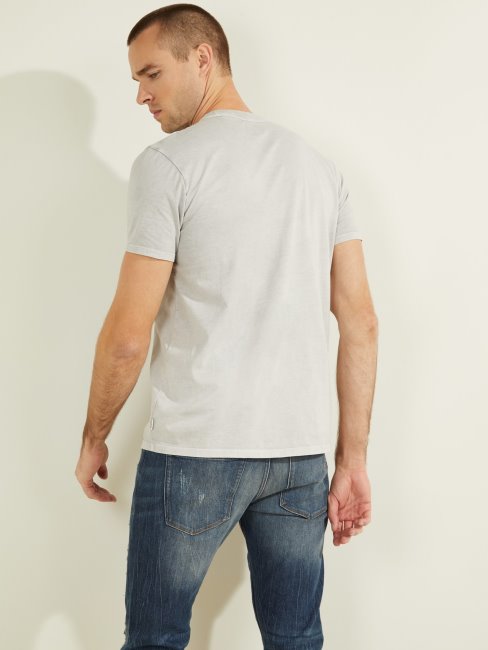 Tee Shirt Guess Gris Clair Poche Avant