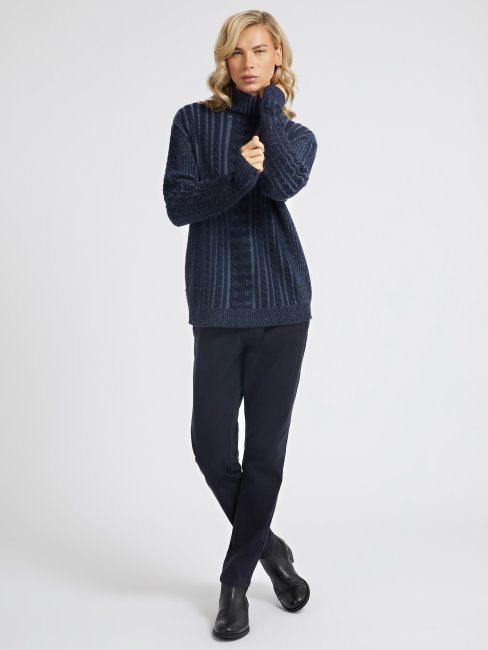 Pull Torsadé En Laine Mélangée Guess Bleu Foncé