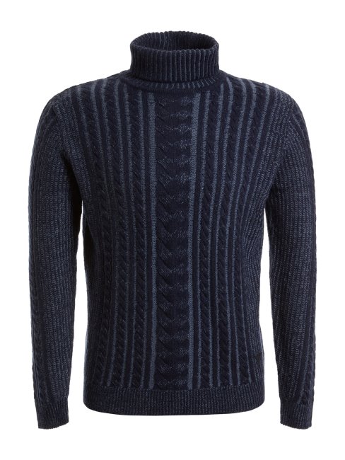 Pull Torsadé En Laine Mélangée Guess Bleu Foncé