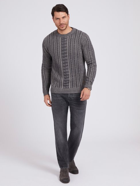 Pull Torsadé En Laine Mélangée Guess Gris