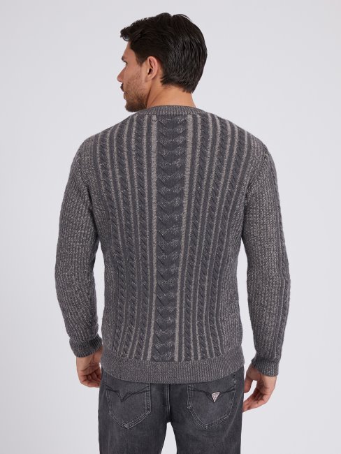 Pull Torsadé En Laine Mélangée Guess Gris