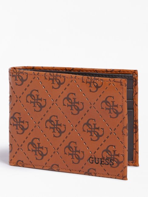 Portefeuille Marron Avec Logo Vezzola Embossé 4g Guess