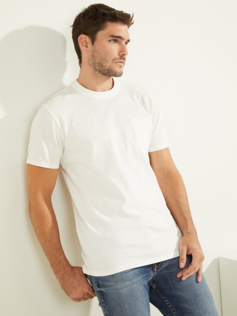 Tee Shirt Guess Poche Devant Blanc Multi