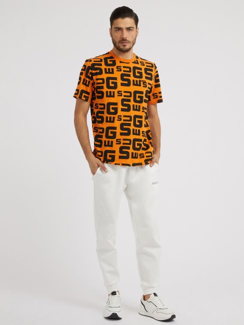 Tee Shirt Logo Orange Guess All Over