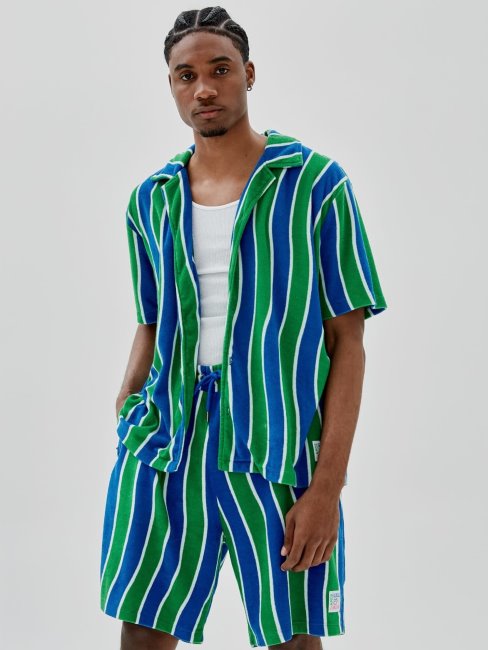 Guess Chemise Verte à Rayures Multiples