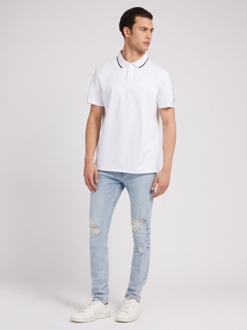 Pantalon Denim Coupe Skinny Abrasions Bleu Clair Guess