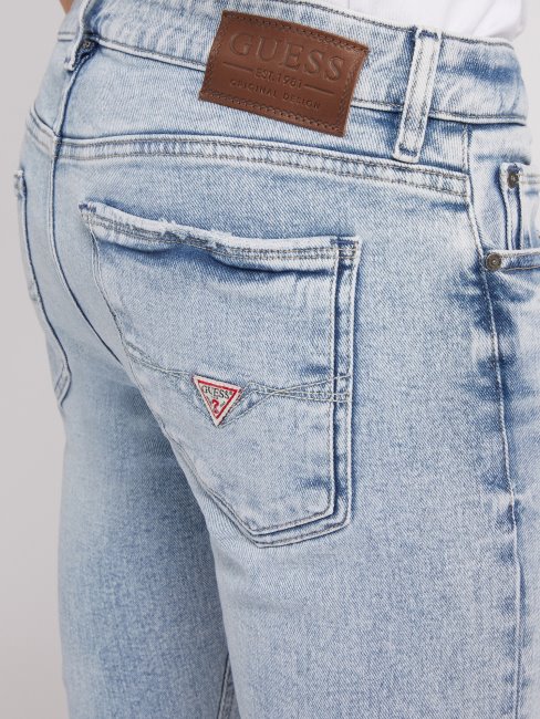 Pantalon Denim Coupe Skinny Abrasions Bleu Clair Guess