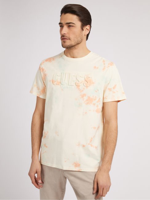 Tee Shirt Guess Tie And Dye Blanc Multi