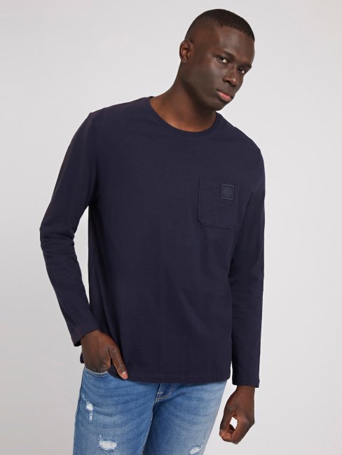 Tee Shirt Guess Bleu Poche Devant