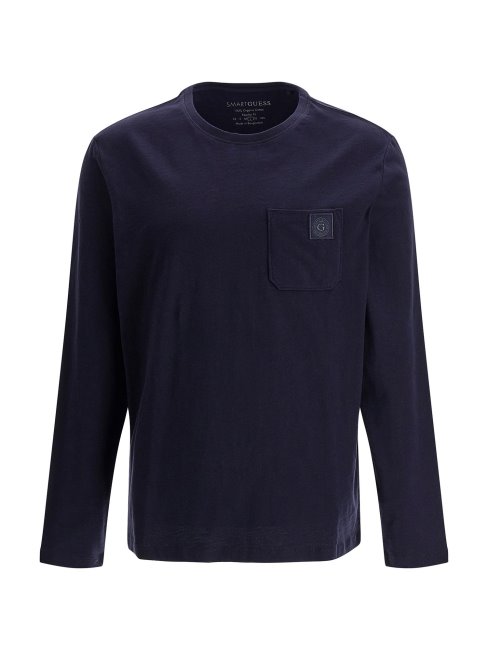 Tee Shirt Guess Bleu Poche Devant