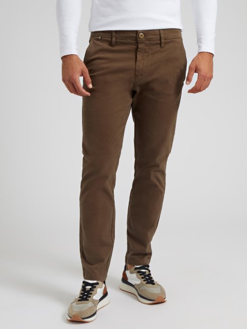Guess Pantalon Chino Coupe Slim Marron