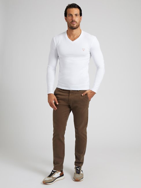 Guess Pantalon Chino Coupe Slim Marron