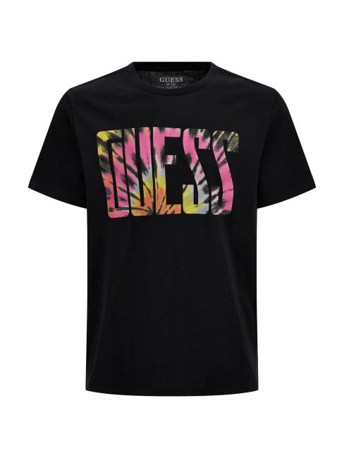 Tee Shirt Guess Logo Tie And Dye Noir