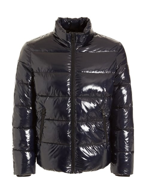 Doudoune Effet Liquide Bleu Guess