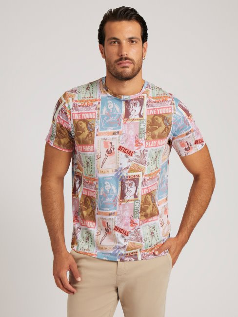 T-shirt Imprimé All Over Blanc Multi Guess