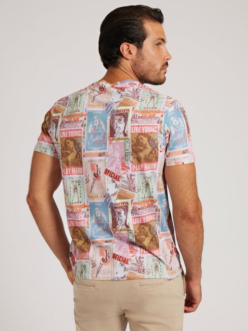 T-shirt Imprimé All Over Blanc Multi Guess