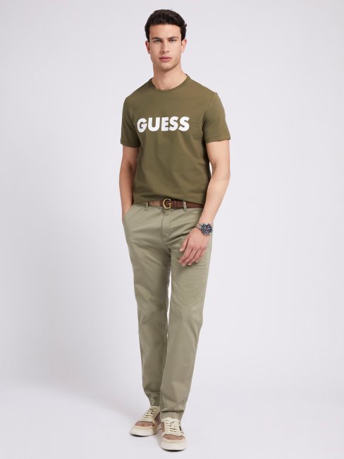 Tee Shirt Guess Logo Devant Vert Nouvelle Tendance
