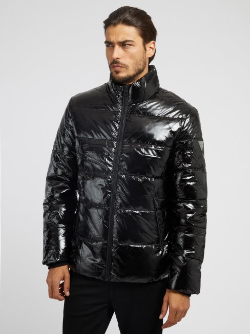 Guess Doudoune Effet Liquide Noir