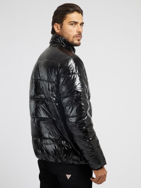 Guess Doudoune Effet Liquide Noir