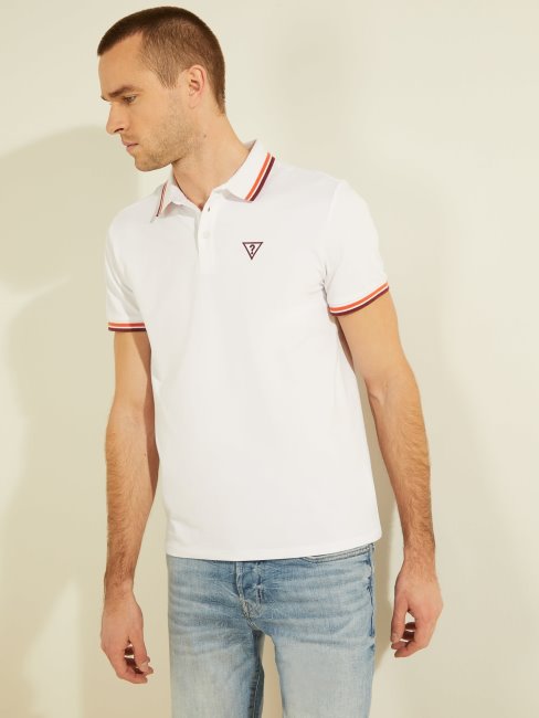 Polo Triangle Logo Guess Blanc