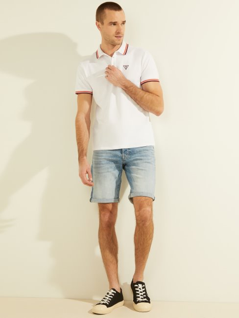 Polo Triangle Logo Guess Blanc