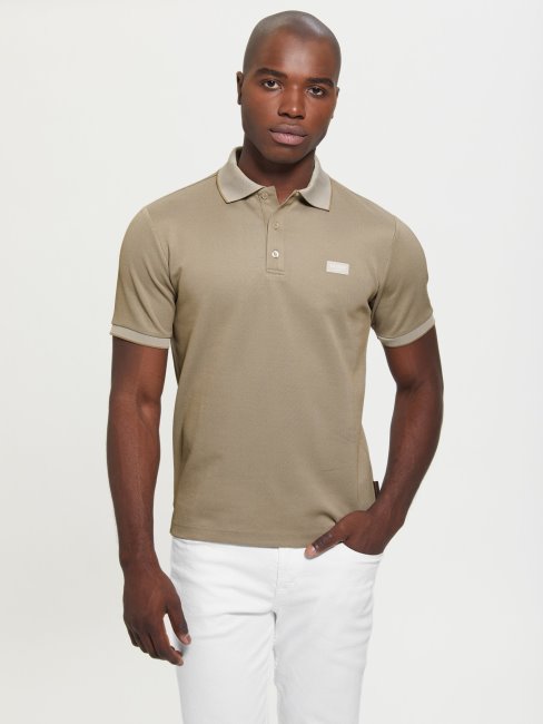 Polo Beige Logo Sur Le Devant
