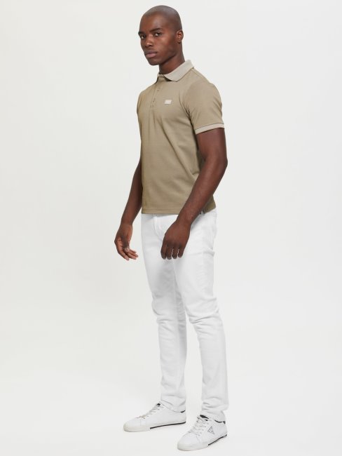 Polo Beige Logo Sur Le Devant