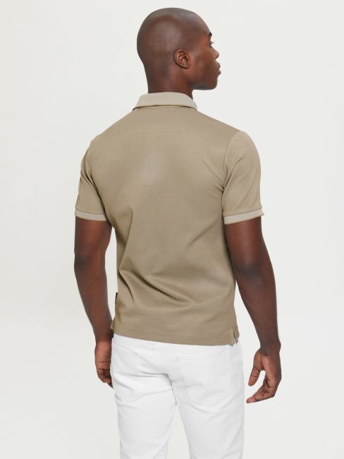 Polo Beige Logo Sur Le Devant