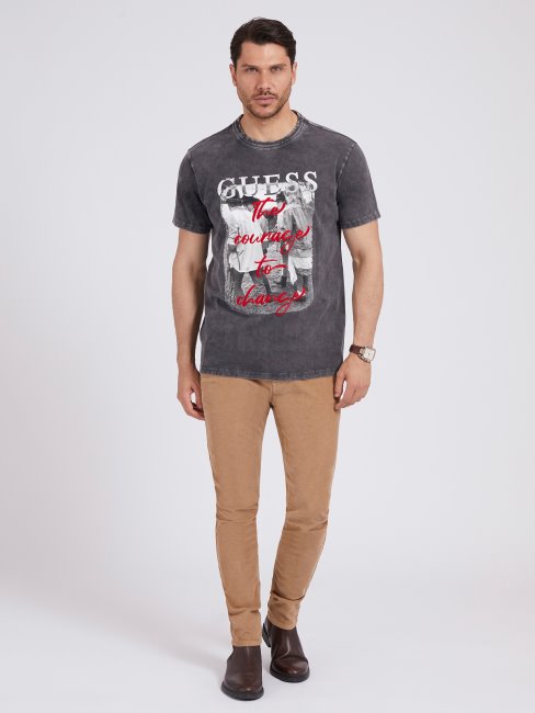 T-shirt Noir Imprimé Devant Guess Nouvelle Tendance