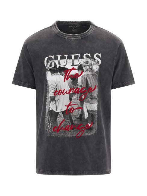 T-shirt Noir Imprimé Devant Guess Nouvelle Tendance